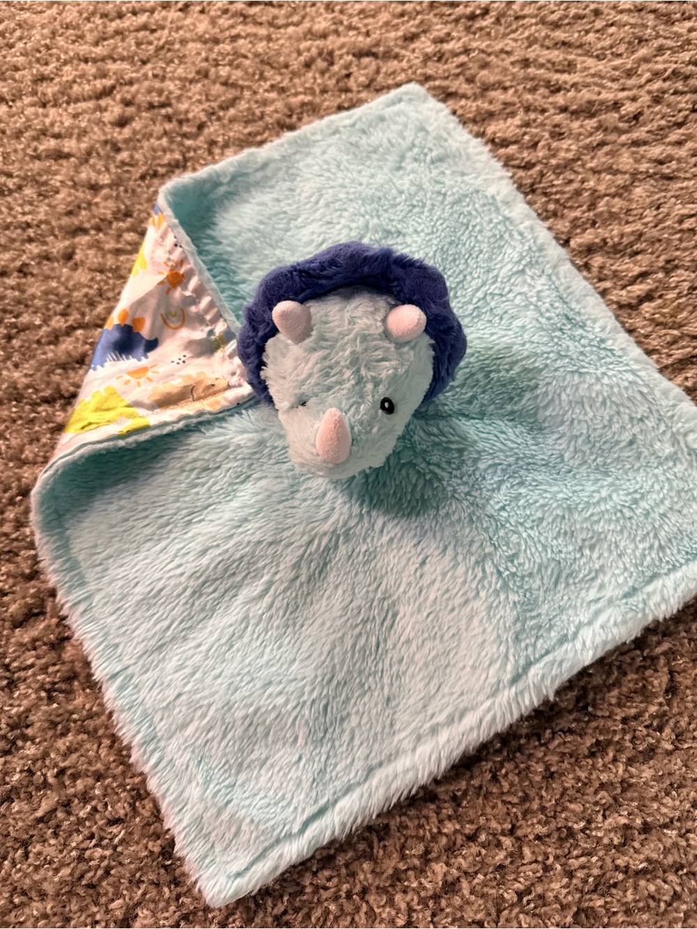 Parent's Choice Dinosaur Lovey Security Blanket Blue Easy Care PC20310SBL